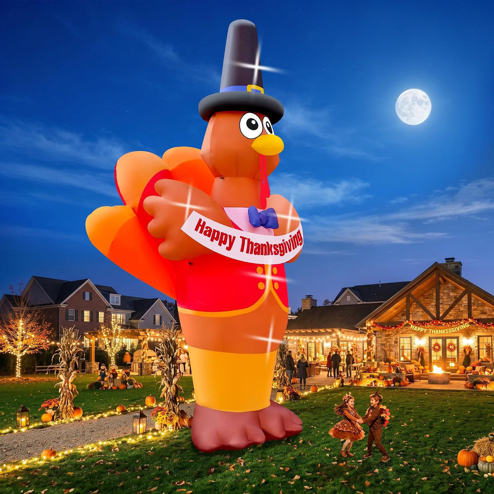 15FT Thanksgiving Day Turkey Inflatable Kalolary Fall Outdoor Decoration