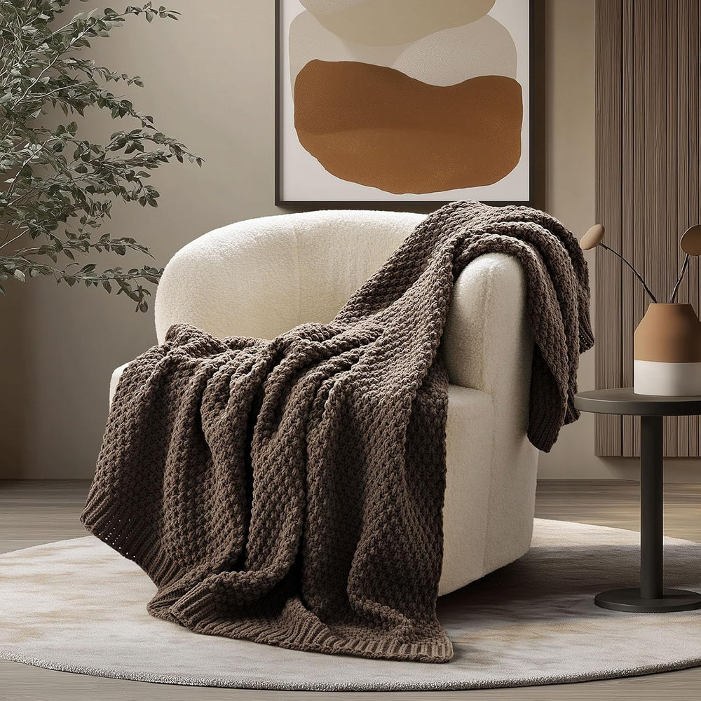 EVERGRACEHOME Chunky Chenille Knit Throw Blanket