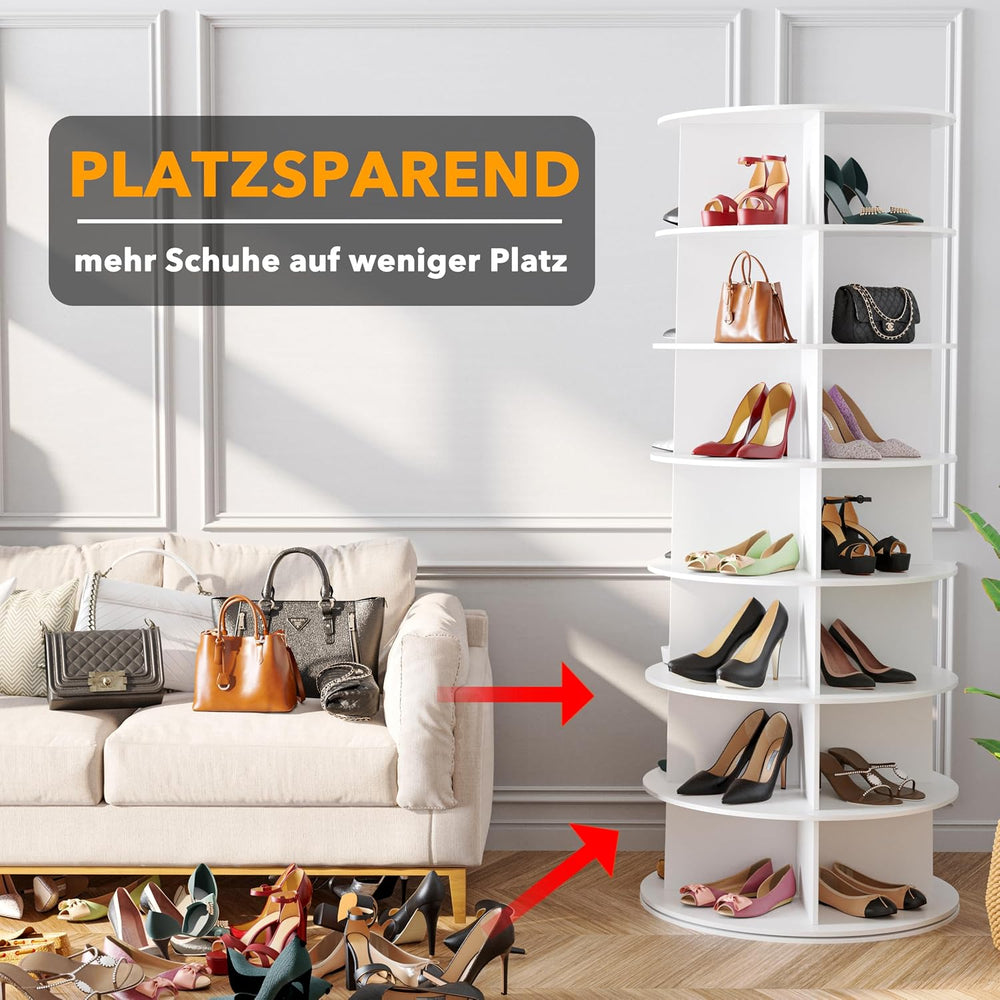 SpaceAid 7 Tier Rotating Shoe Rack Tower, Spinning Shoe Display Lazy Susan, R...