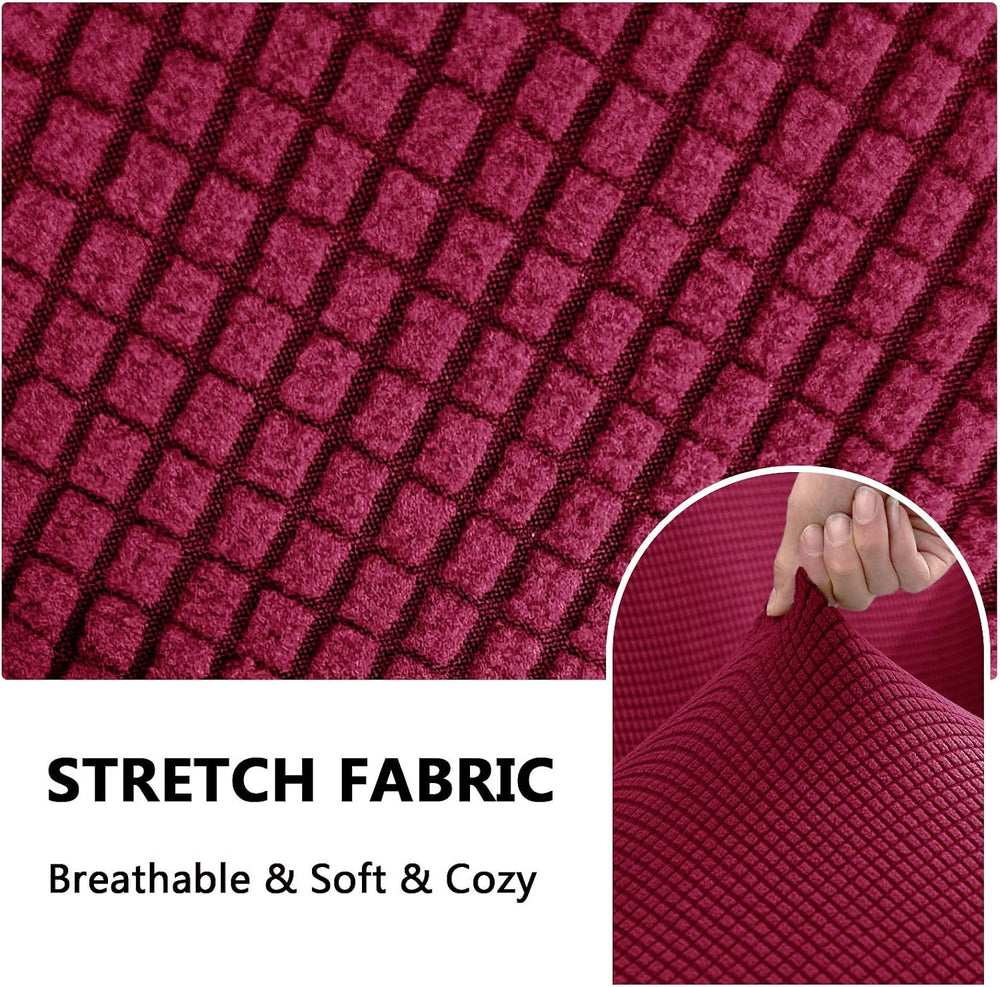 3 Piece Stretch Matching Chair and Ottoman Slipcover Set, Jacquard Arm Chair/...