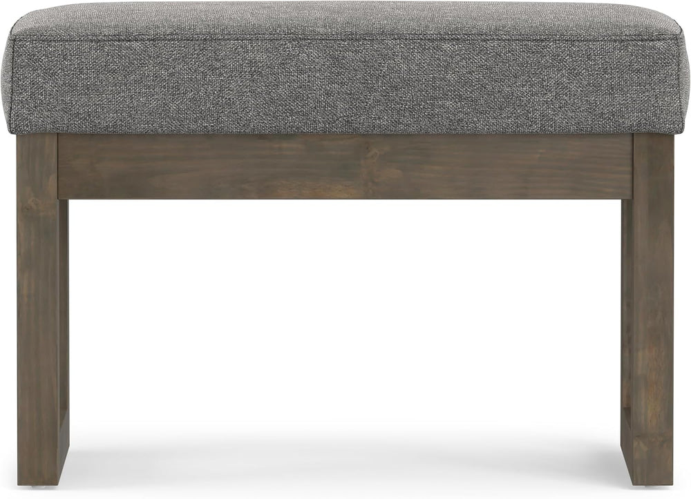 SIMPLIHOME Milltown 27" Wide Linen Look Rectangle Ottoman in Grey