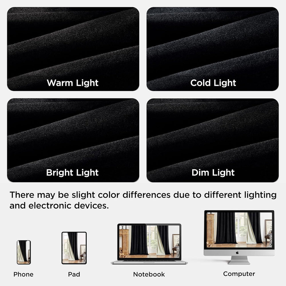 Joydeco Velvet Blackout Curtains 84 Inch Length 2 Panels, Black Out Curtains ...