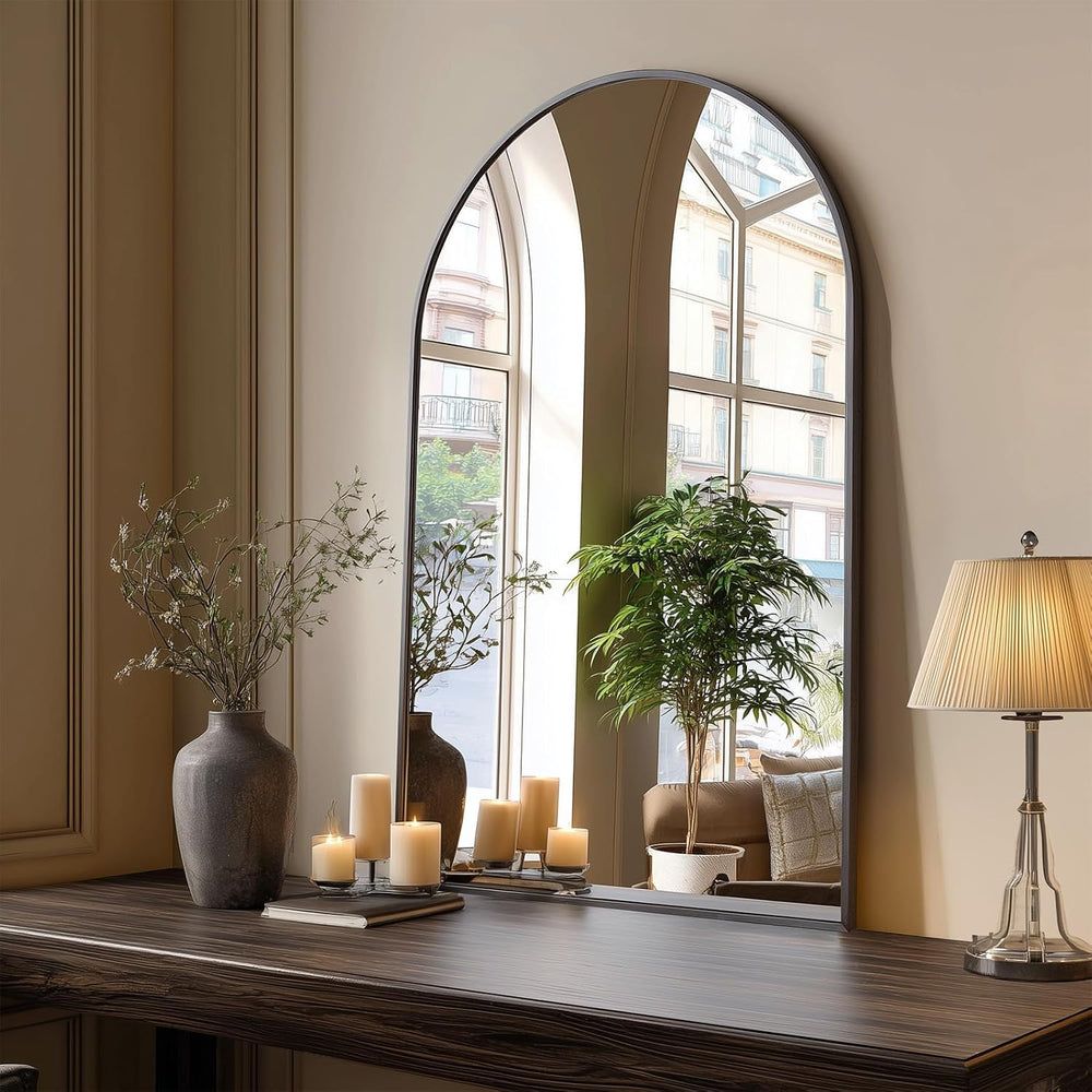 Dewfig Arched Wall Mirror, 38"x26" Bathroom Mirrors for Over Sink, ...