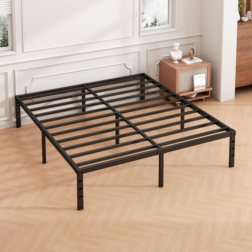 Hafenpo 18 Inch Full Bed Frame, Under Bed Storage, Black