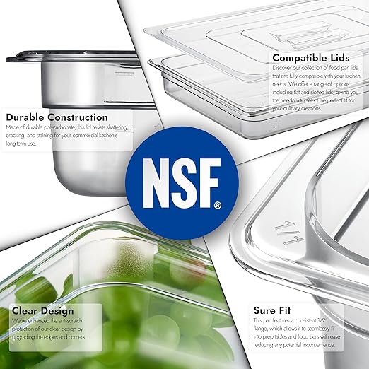 CURTA 6-Pack Full Size 2.5" Deep NSF Polycarbonate Food Pans | Dishwashe...