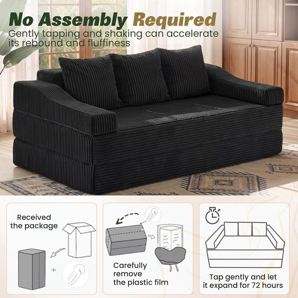 Apicizon 78.7" Folding Convertible Sofa Bed, Boneless Sleeper Sofa Couch...