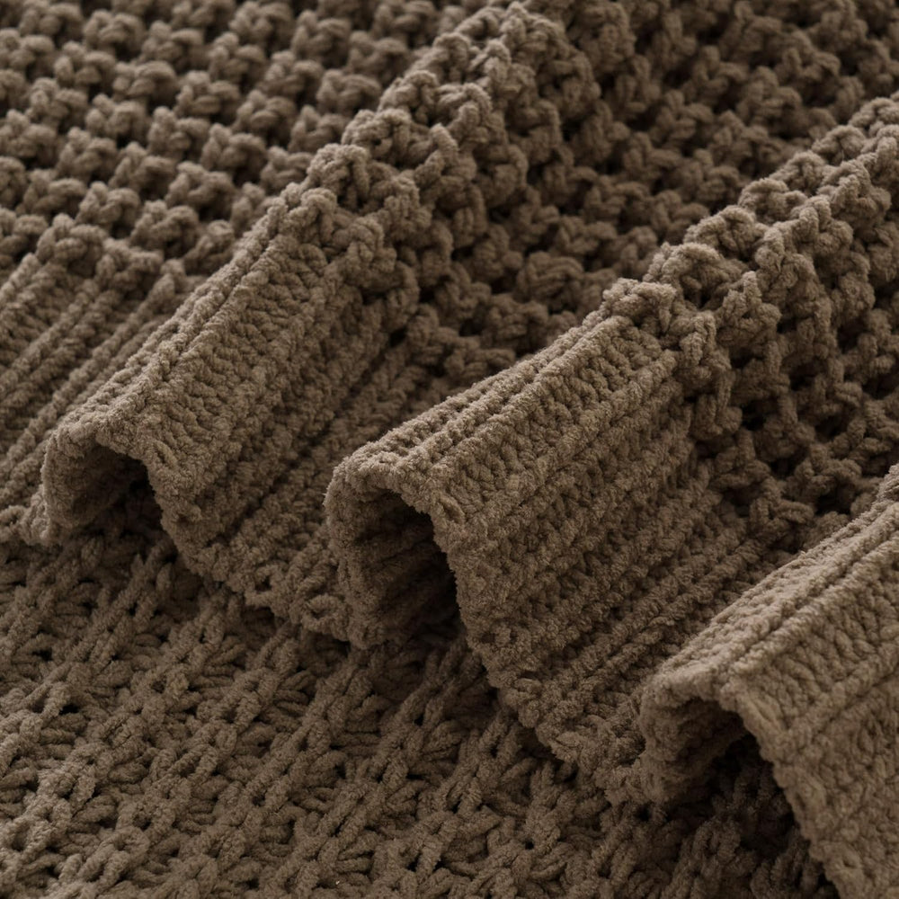 Knitted Waffle Throw Blanket , Camel Tan Throw Blanket for Couch 50"x60&...