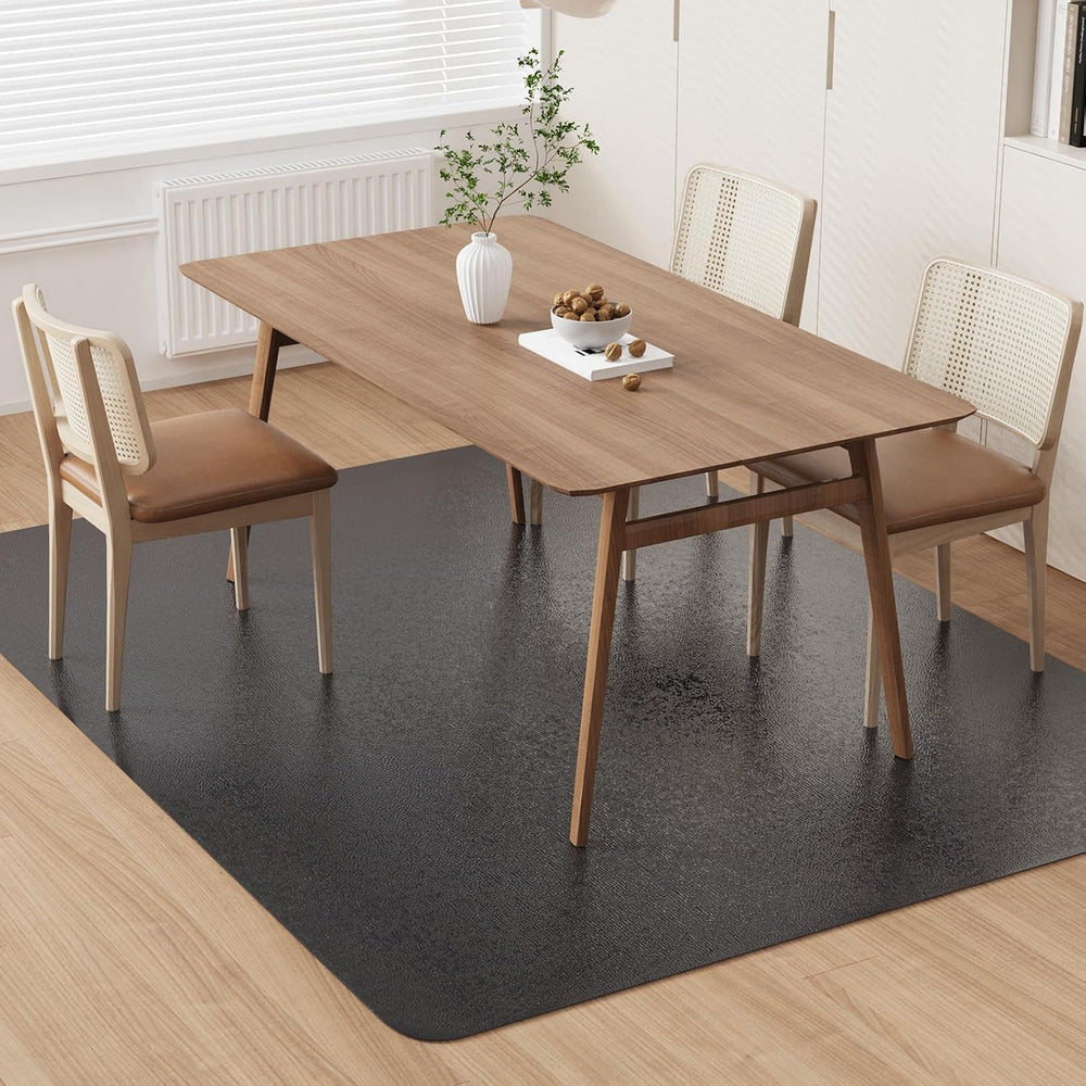 Area Floor Mat for Home, 5'×7' Large Black Waterproof Vinyl Area Rug