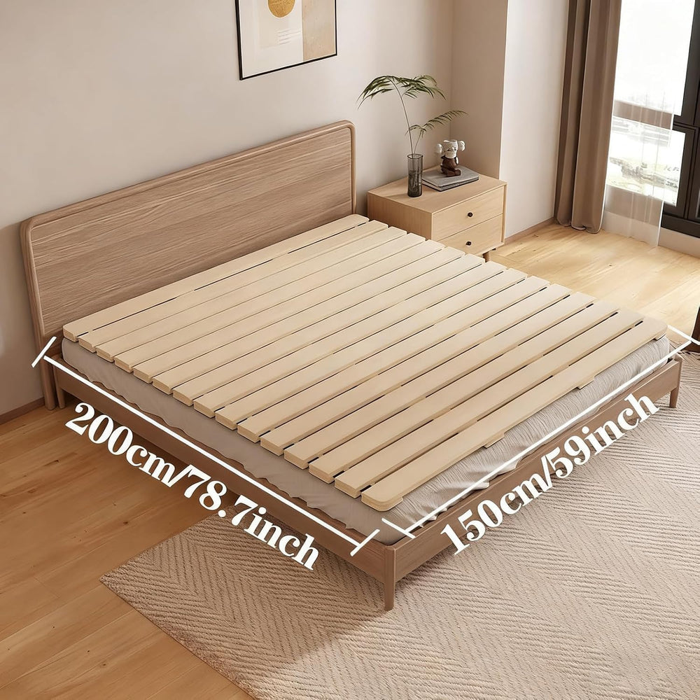 Floor Bed Frame Japanese Bed Frame Solid Wood Foldable Slatted Bed Base Guest...