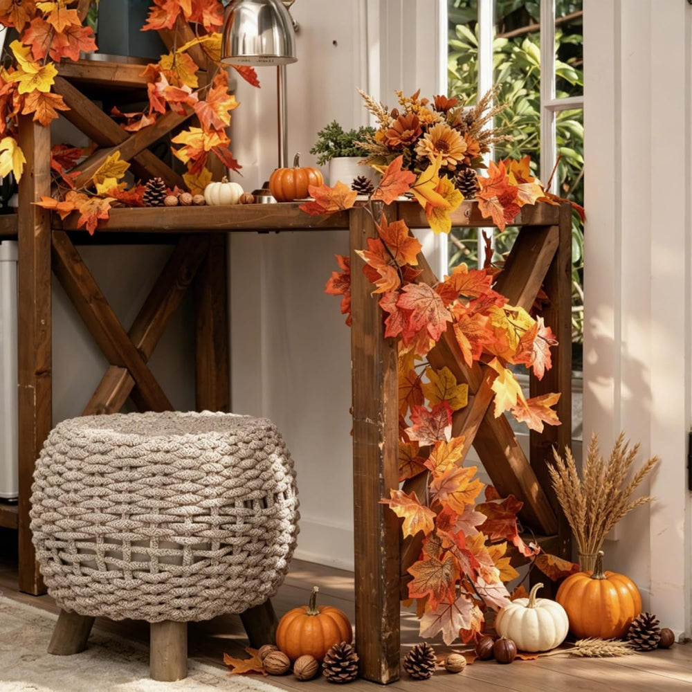 11 Pack Fall Leaf Garland, Total 64.9Ft Artificial Autumn Maple Leaves Garlan...