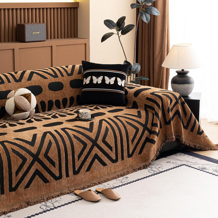 HANDONTIME Boho Couch Cover Geometric Striped Pet Covers