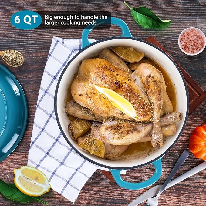 E-far 6 Quart Dutch Oven, Enameled Cast Iron Dutch Oven Pot