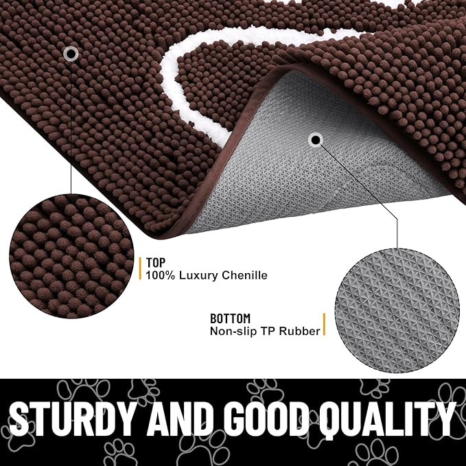 Smiry Dog Door Mat for Muddy Paws, Absorbent Dirt Trapper Non Slip Quick Dry