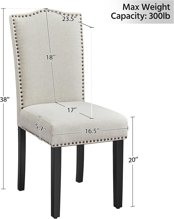 Yaheetech Dining Chairs Set of 2 Modern Kitchen Chairs with Fabric Upholstere...
