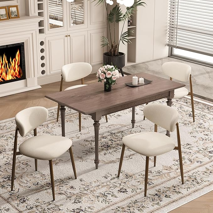 Dining Chairs Set of 2, Curved Back Kitchen Room Chairs with Metal Legs and A...