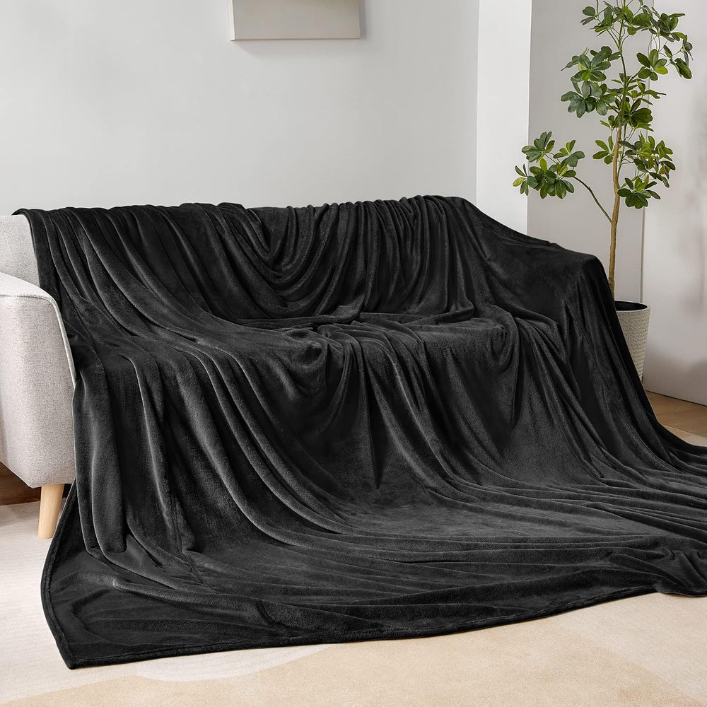 BEDELITE Fleece Blanket Soft Plush Oversized Bed Blanket Black 120"x120&...