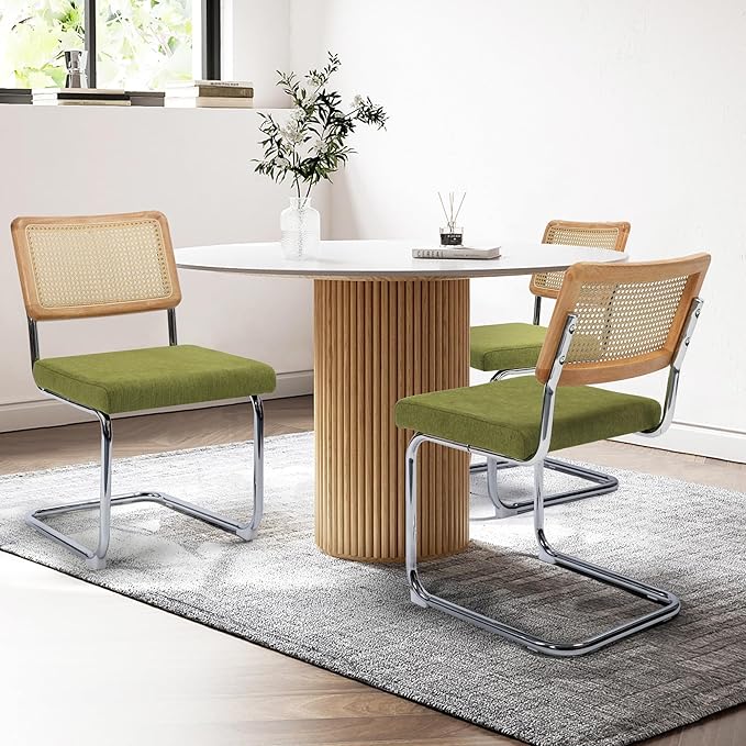 Dining Chairs Set of 4, Modern Rattan Kitchen Chairs, Mid Century Modern Desi...