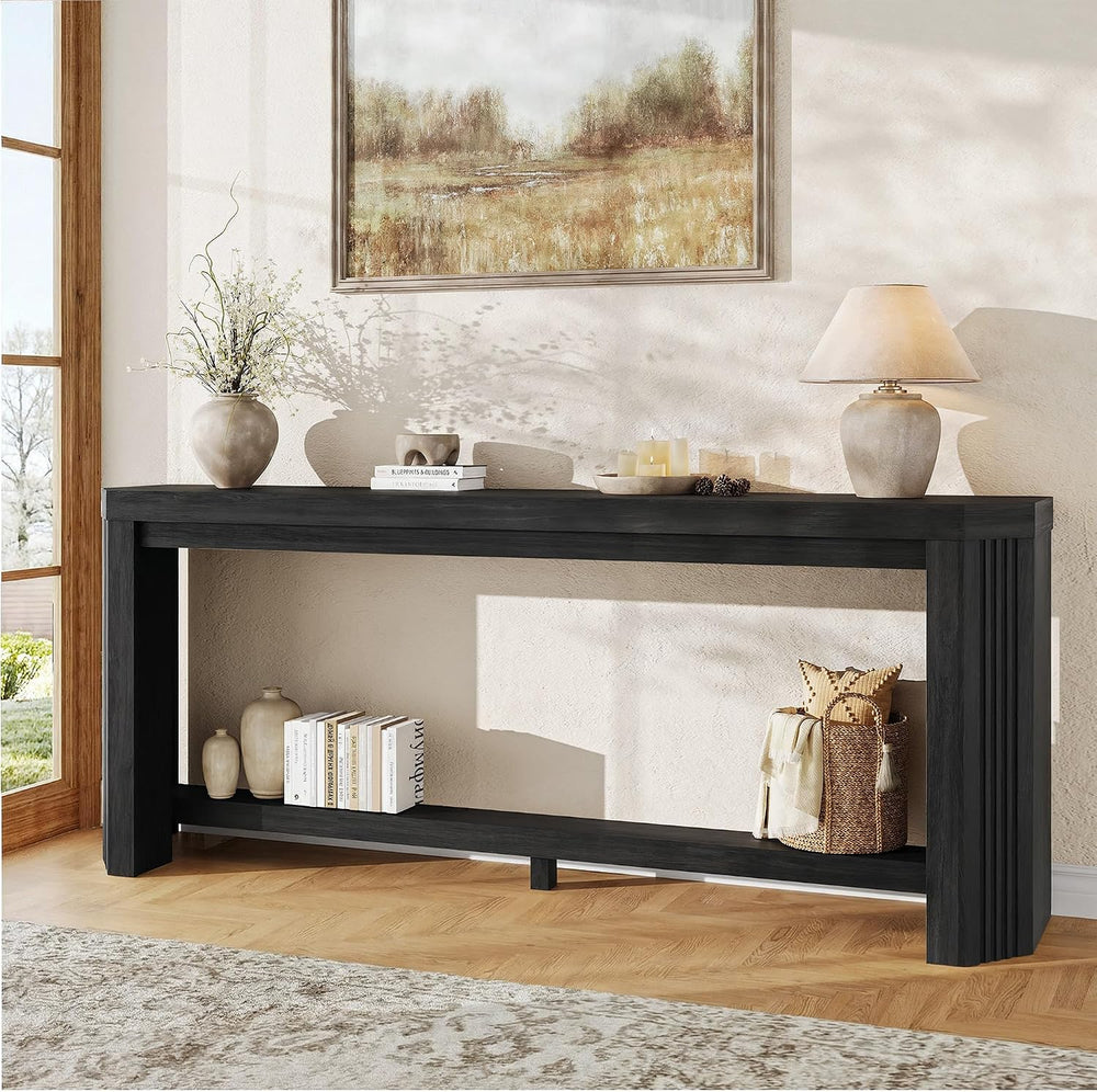70" Console Table for Entryway, Narrow Long Sofa Table Behind Couch, Woo...