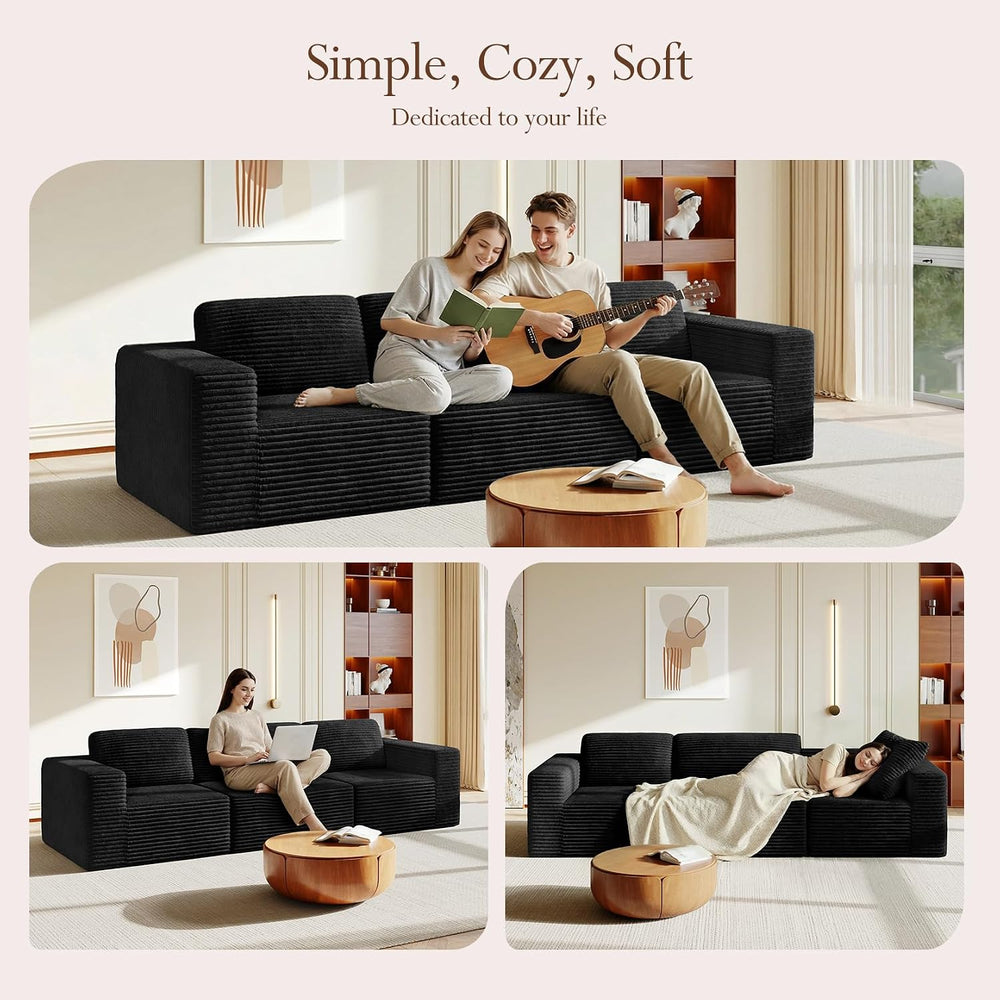 Vesgantti 119" Modular Sectional Sofa, Corduroy Cloud Couch with Deep Se...