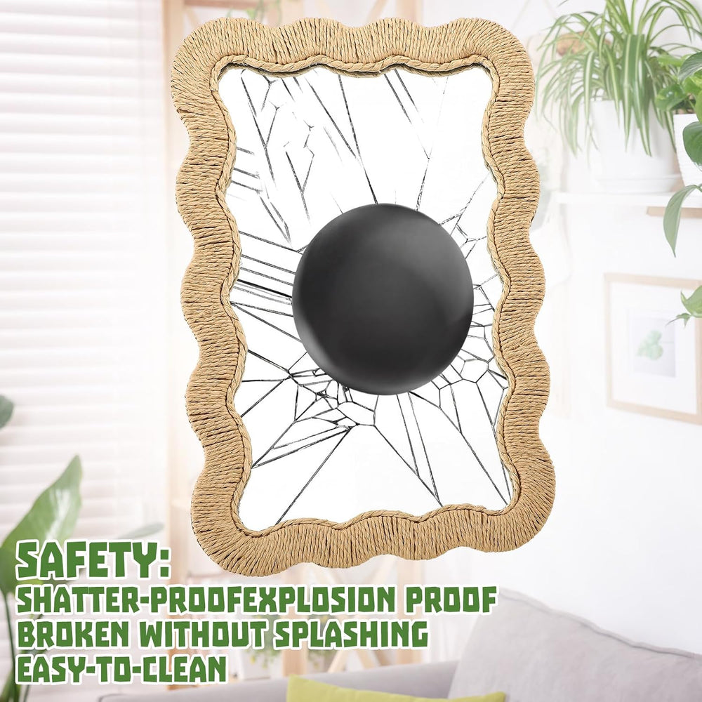 Junkin Boho Rattan Mirror for Bathroom, Rectangle, 10.4 x 15.8 in