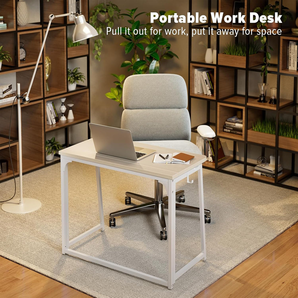 WOHOMO Folding Desk, Small Foldable Desk 31.5" for Small Spaces, Space S...
