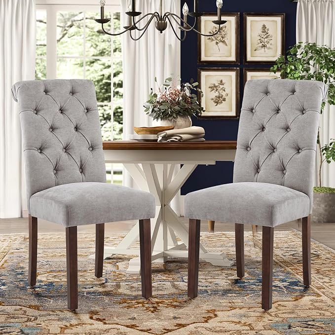 Tufted Dining Chairs Set of 4, Upholstered Parsons Dining Room Chairs, Fabric...