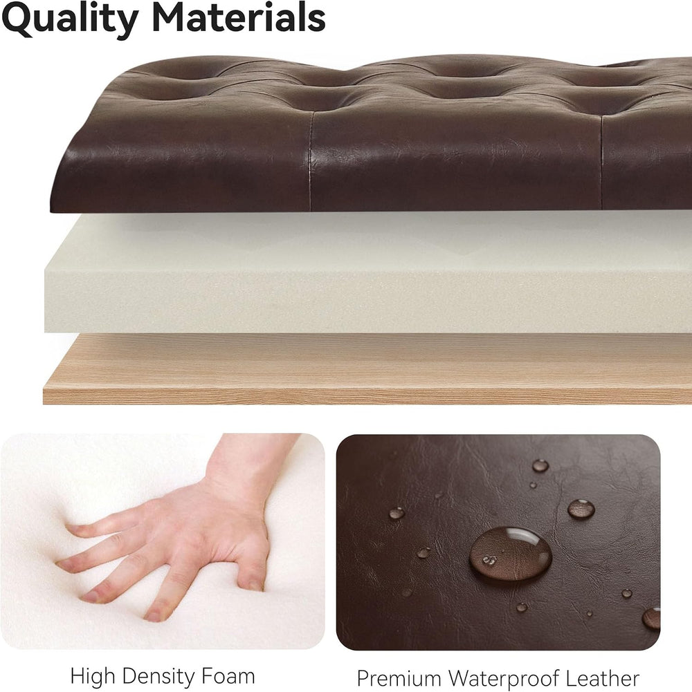 WUTUTUEE 47" Modern Water-Resistant Faux Leather Storage Ottoman Bench w...
