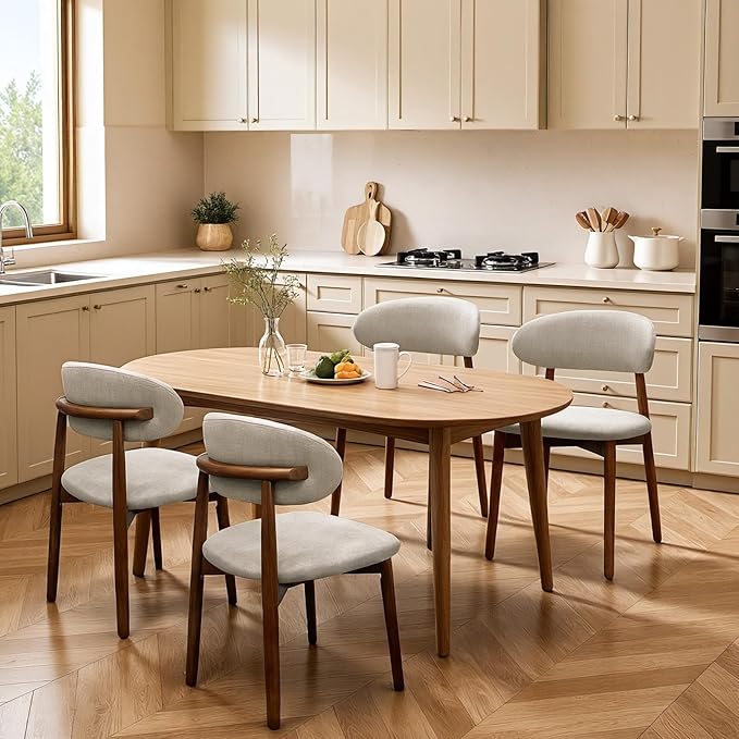 Farmhouse Dining Chairs Set of 4, Mid Century Modern Wooden Dining Room Chair...