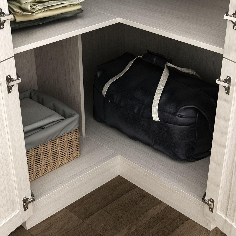 MOUMON Corner Wardrobe, L-Shaped Modern Bedroom Armoires with Frosted Glass D...