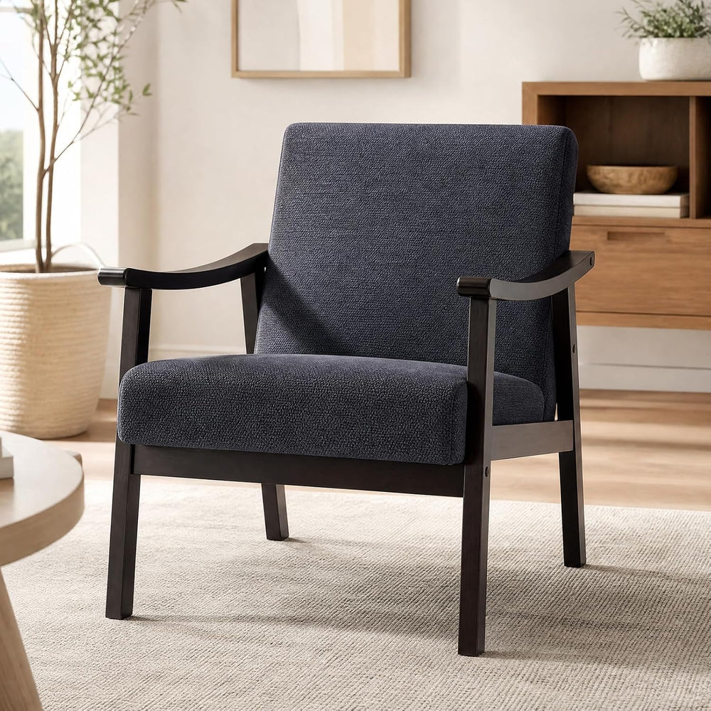 Mid Century Modern Accent Chair, Lounge Chair Indoor Comfy Upholstered Armcha...