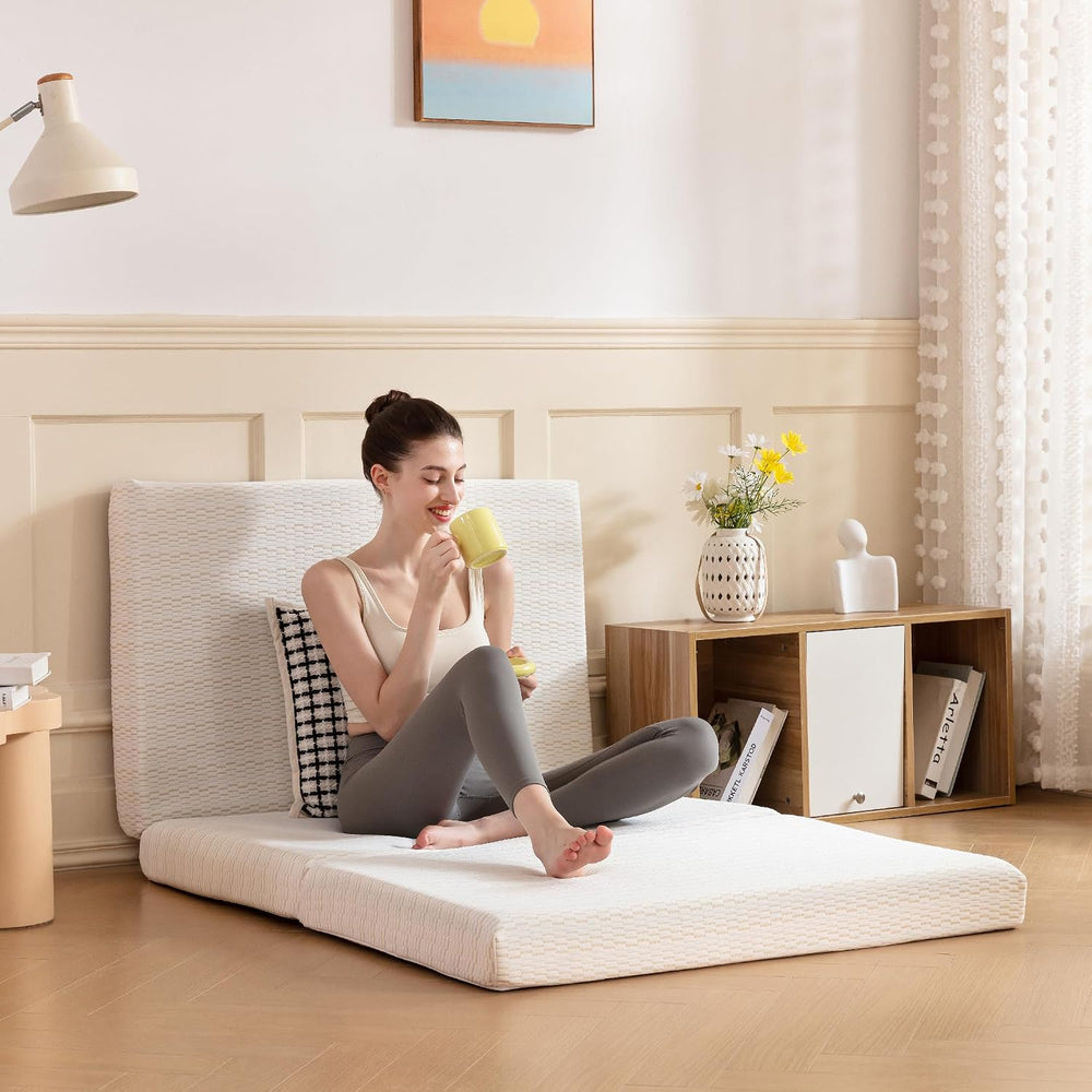 MLILY Foldable Mattress, 4 inch Single Tri Fold Memory Foam Mattress Topper, ...