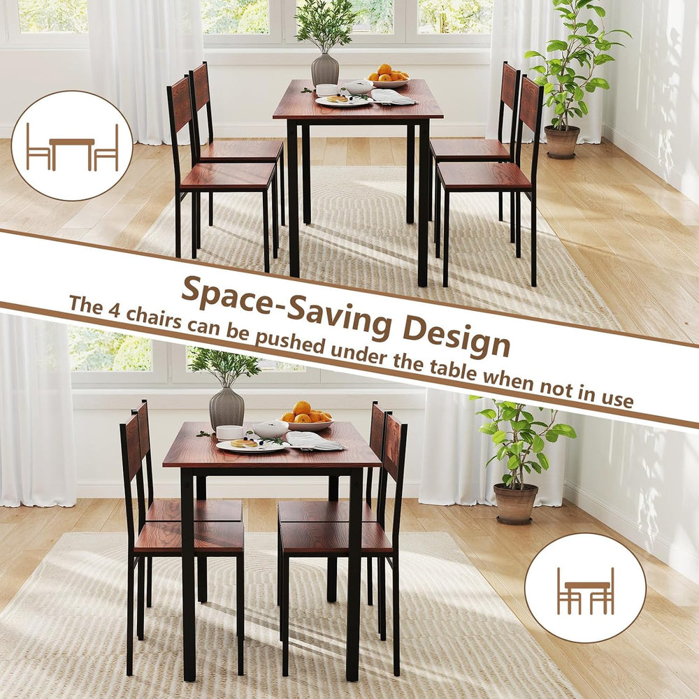 GOFLAME 5-Piece Dining Table Set, Industrial Kitchen Table and Chairs for 4 w...