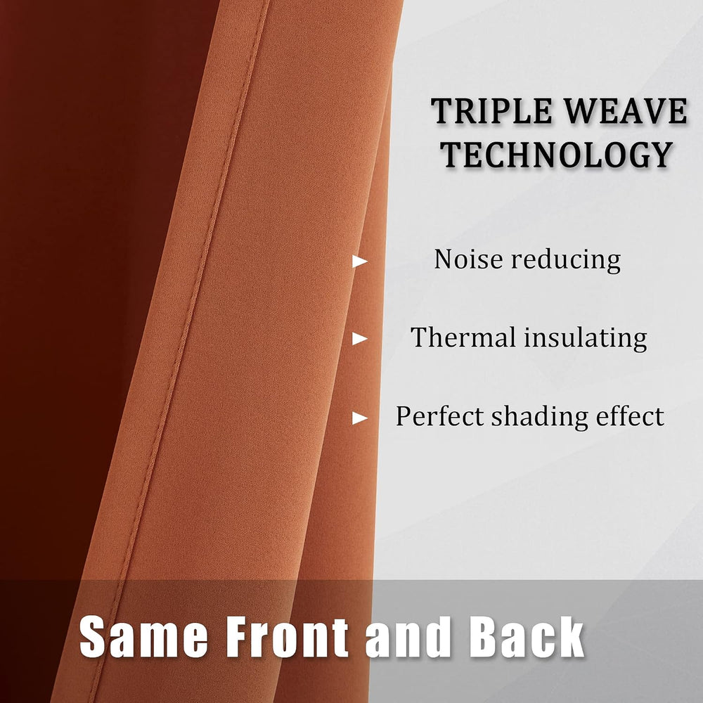 DUALIFE Blackout Curtains 84 Inch Length Thermal Insulated Dark Orange Room D...