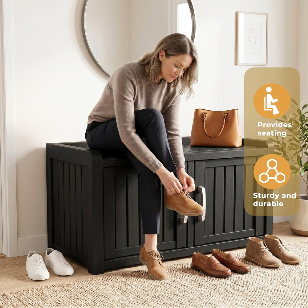 ROJIK Shoe Cabinet Waterproof UV-Resistant,Storage Bench Indoor Outdoor with ...