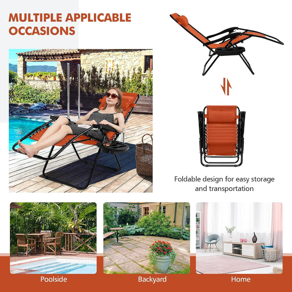 Tangkula Zero Gravity Chair, Folding Patio Lounge Chair Adjustable Outdoor Re...