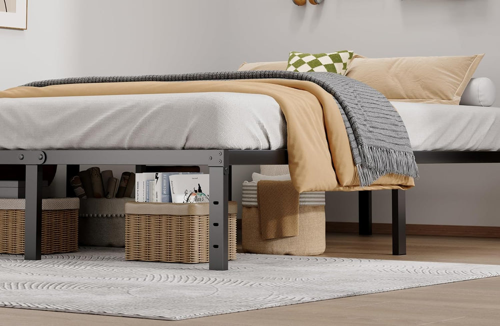 Full Size Bed Frame 14 Inch Metal Platform Bed Frames with Underbed Storage