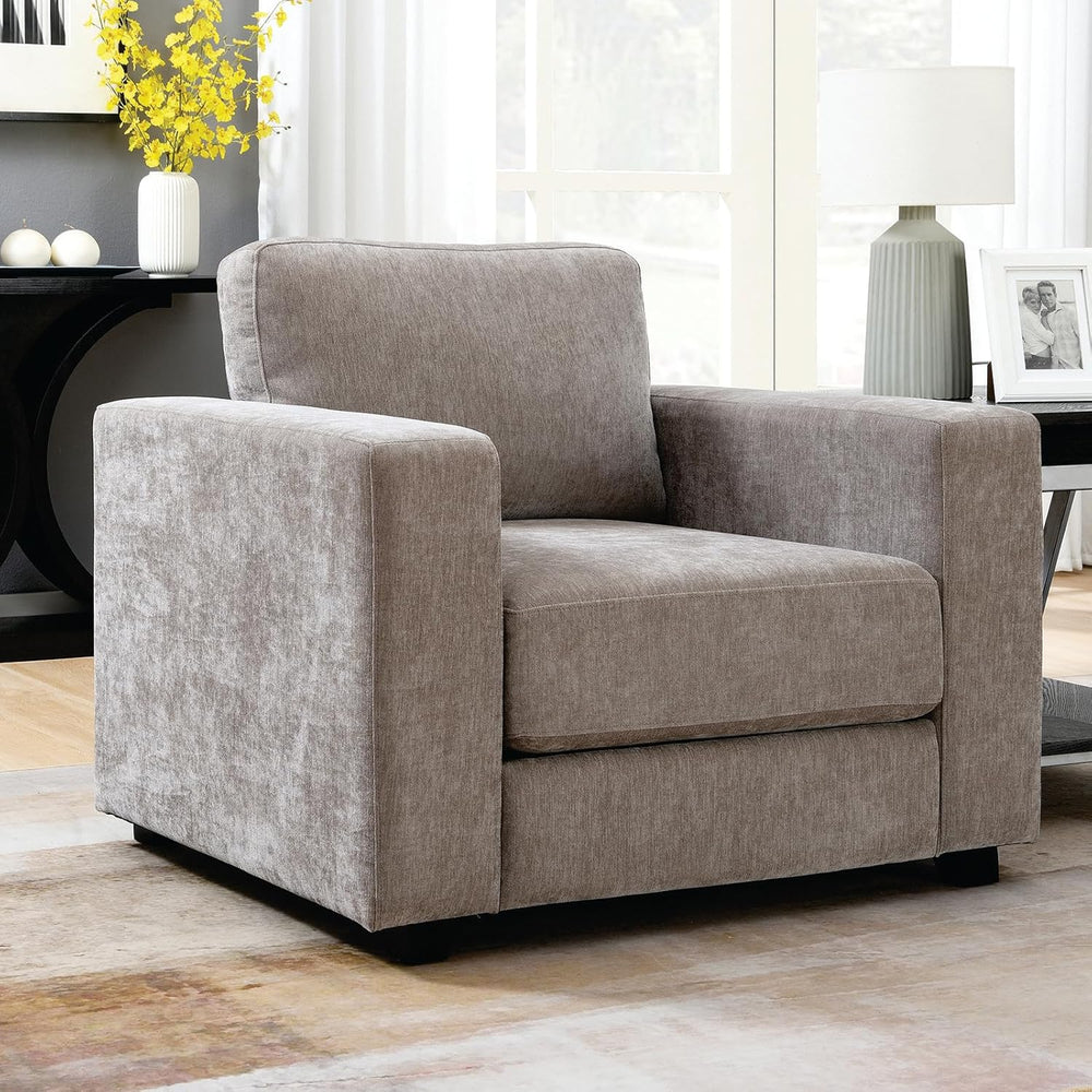 39" Oversized Accent Chair, Chenille Armchair, Brown