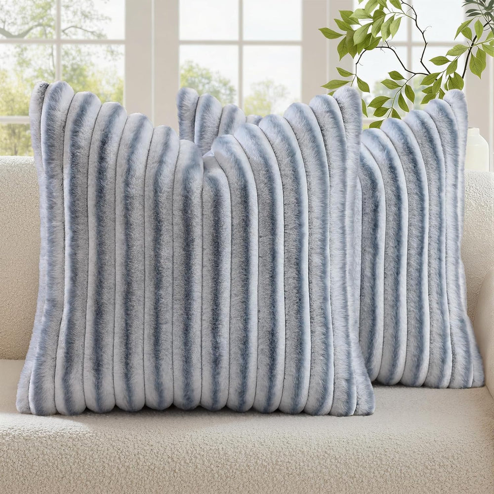 decorUhome Cozy Faux Fur Throw Pillow Covers 26x26 Set of 2 Decorative Soft