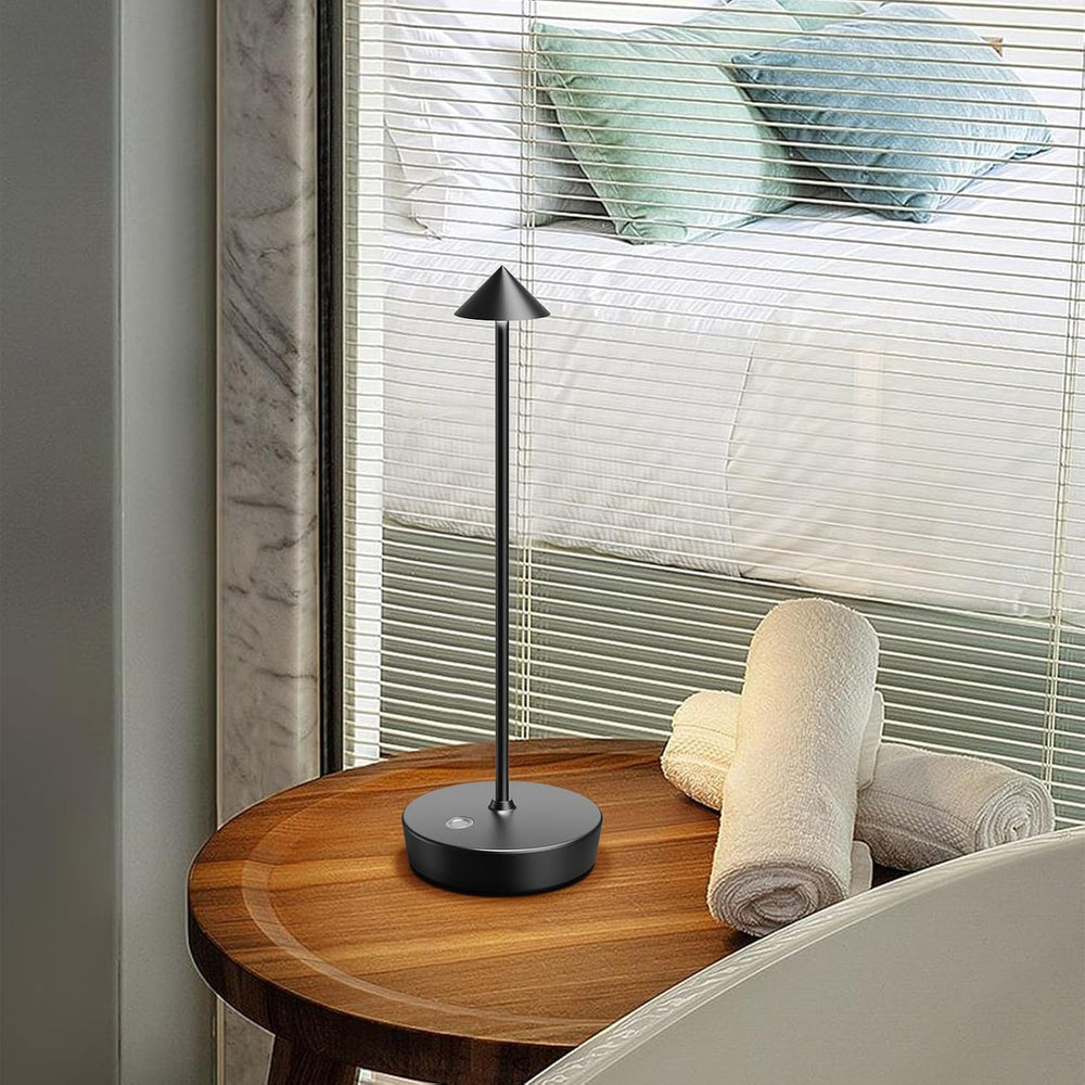 Set of 2 Cordless Rechargeable Led Table Lamp Battery Operated Light Black