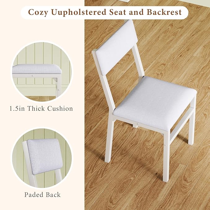 Dining Table Set for 4, Extendable Kitchen Table Cushion Chairs Set of 4, Rec...