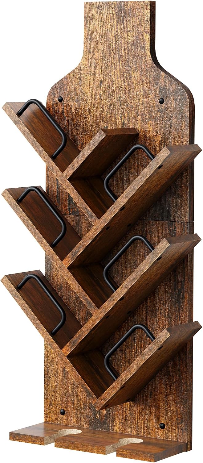FAVOOSTY Wine Rack Wall Mounted for 6 Wine Bottles, Wall Racks for Wine Bottl...
