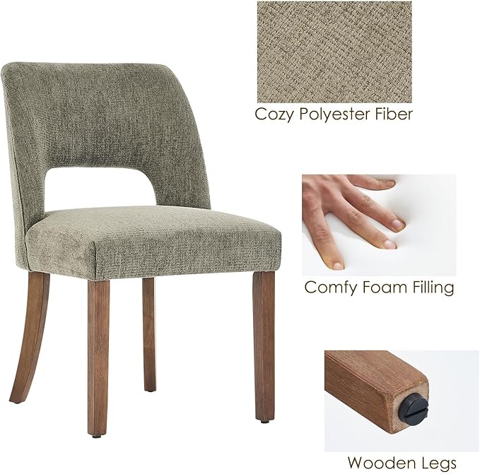 VKNOW Wooden Dining Chairs Set of 4, Modern Fabric Upholstered Dining Room Ch...