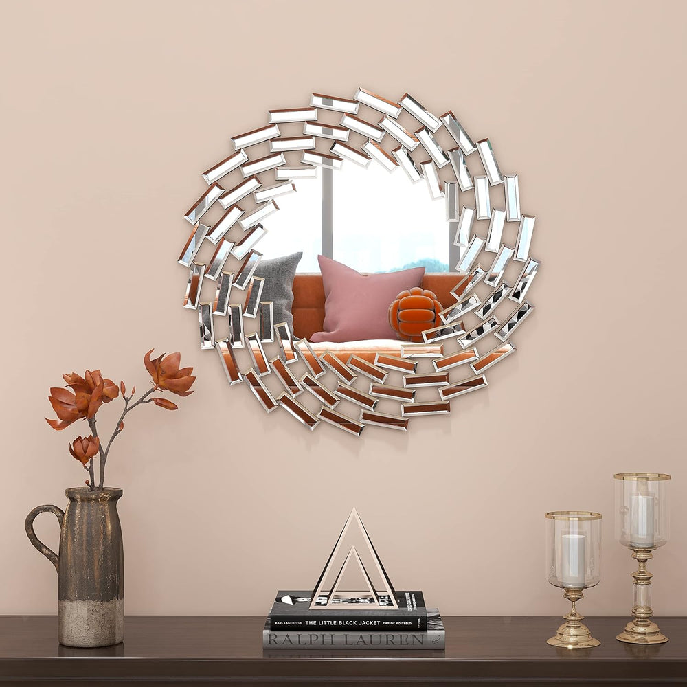 SHYFOY Round Mirror for Wall Decor, 24" Decorative Wall Mirror