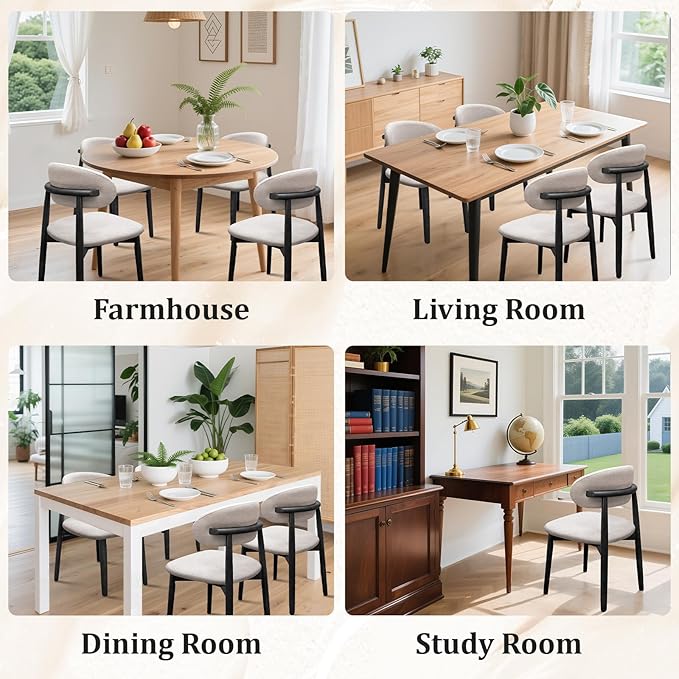 Farmhouse Dining Chairs Set of 8,Mid Century Modern Fabric Upholstered Kitche...