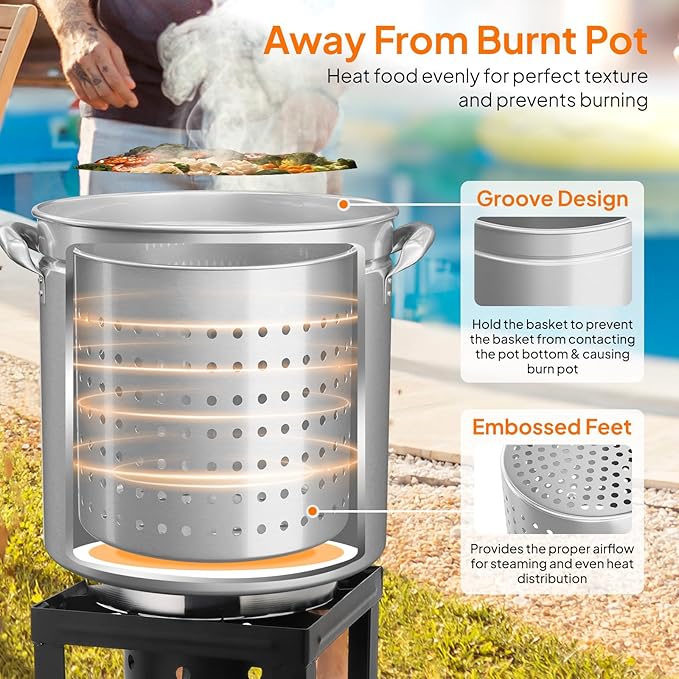 ROVSUN 50-Quart Stainless Steel Turkey Fryer & Seafood Boil Pot