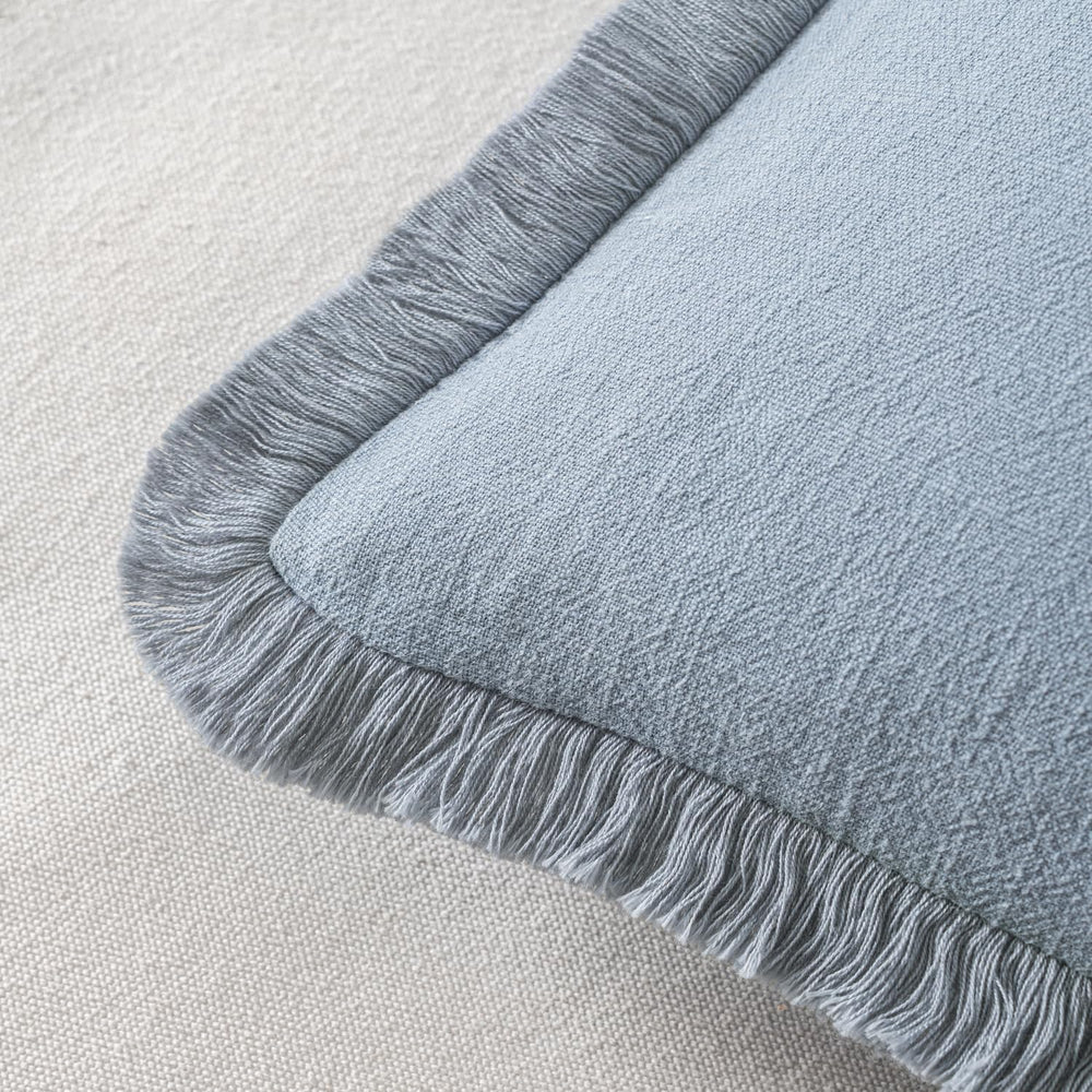 MIULEE Boho Linen Fringe Decorative Throw Pillow Covers Light Blue 20x20