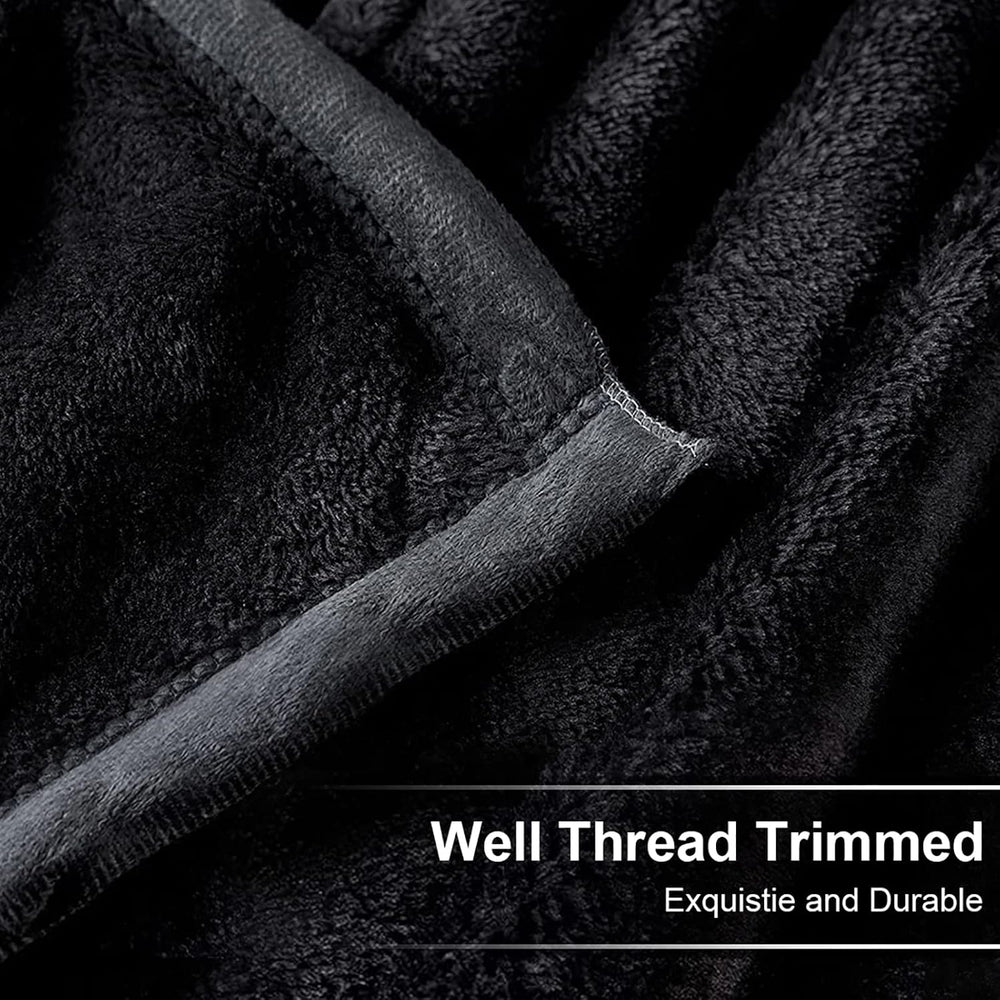 EASELAND Soft Lightweight Queen Size Fleece Blanket, Black, 90x90 inches