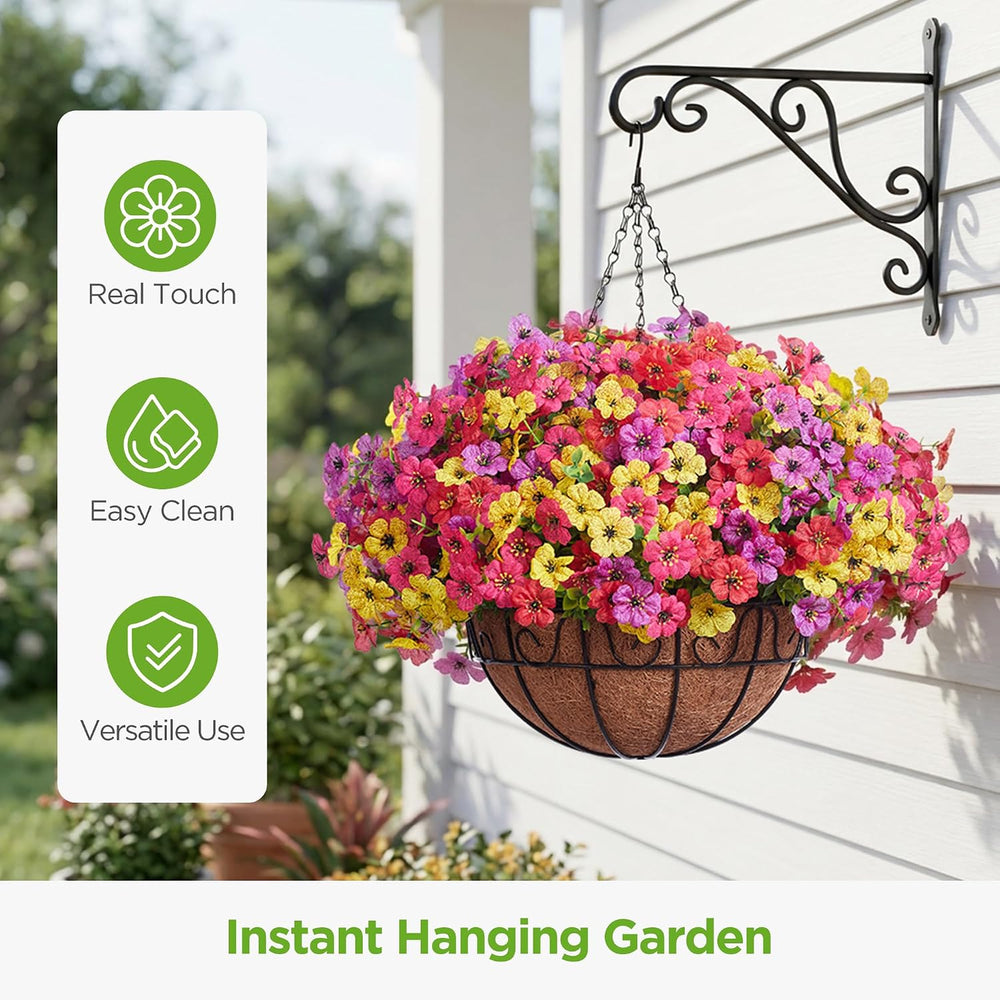 InnoGear Artificial Hanging Flowers for Outdoors Fake Plants Baskets 4 Hues