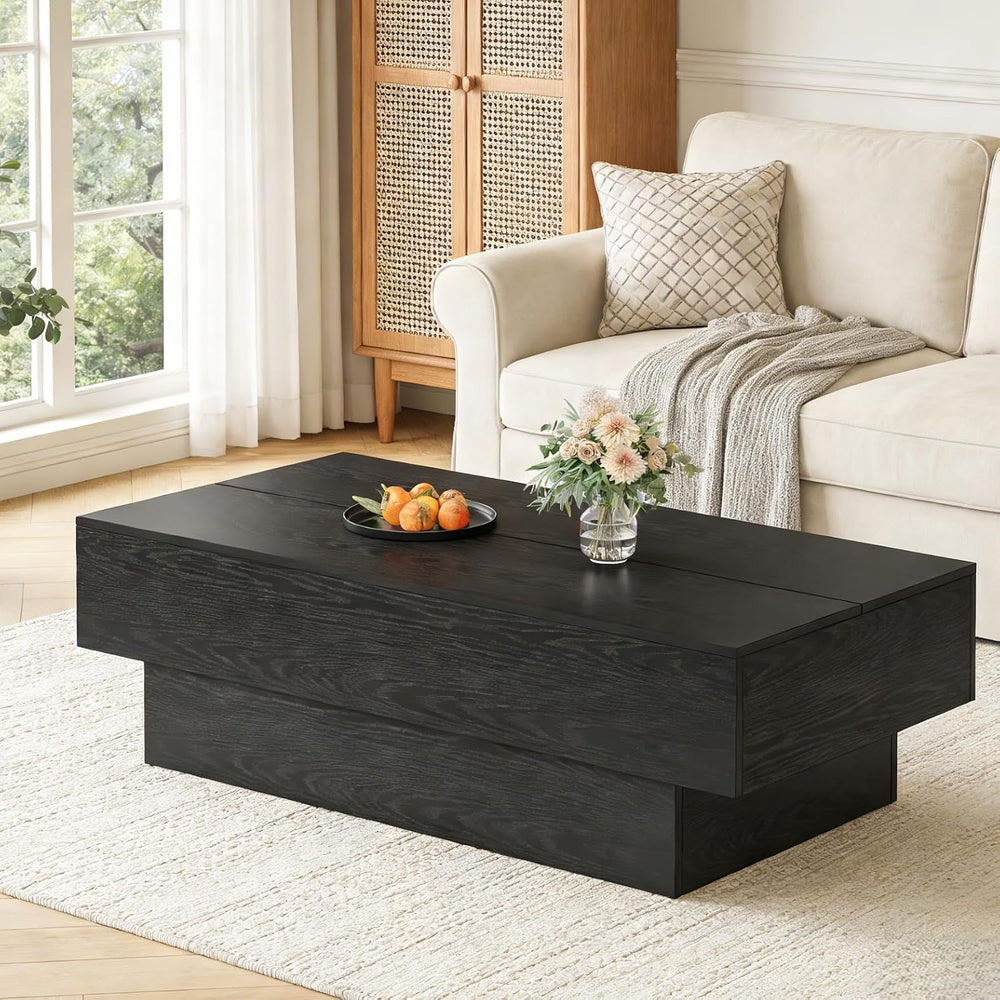 Tribesigns 55" Black Rectangle Coffee Table for Living Room
