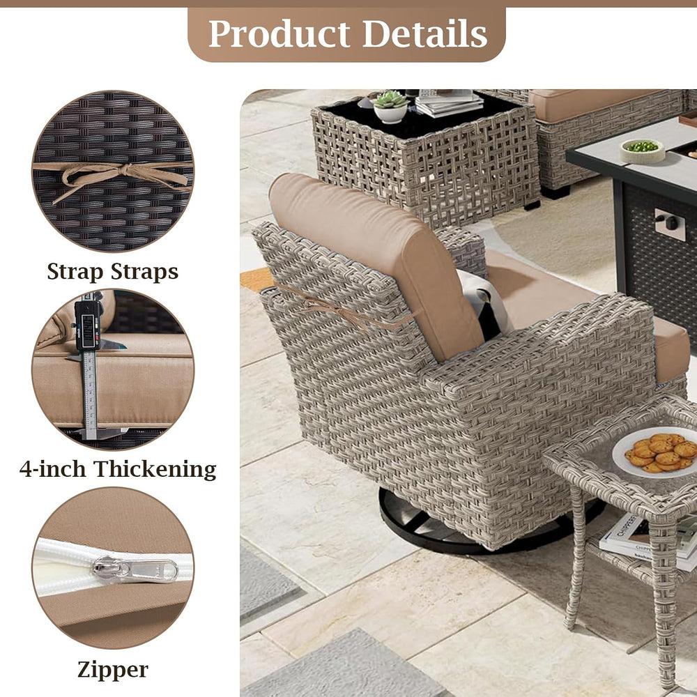 Outdoor Sectional Cushions 4" Foam High-Density, Beige